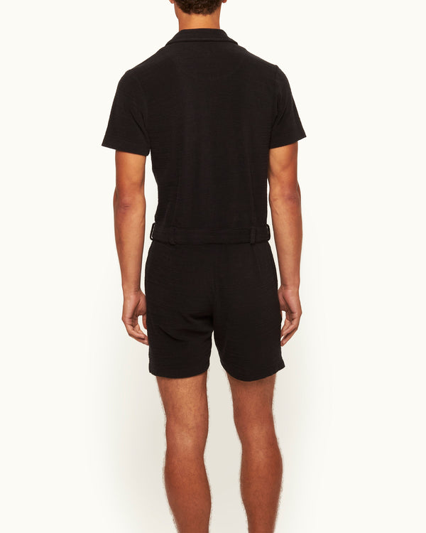 Orlebar Brown Orlebar Brown | Men's Capri Collar Towelling Onesie In Black | 007 Gold Collection – ORLEBAR BROWN