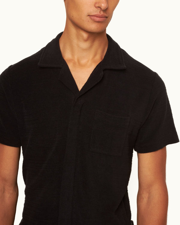 Orlebar Brown Orlebar Brown | Men's Capri Collar Towelling Onesie In Black | 007 Gold Collection – ORLEBAR BROWN