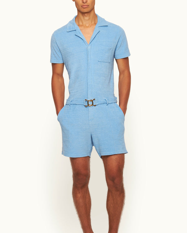 Orlebar Brown Orlebar Brown | Men's Capri Collar Towelling Onesie In Blue | 007 Gold Collection – ORLEBAR BROWN