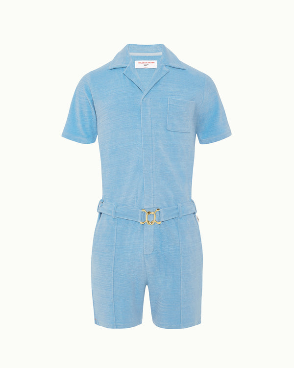 orlebar brown Orlebar Brown | Men's Capri Collar Towelling Onesie in Blue | 007 Gold Collection – ORLEBAR BROWN