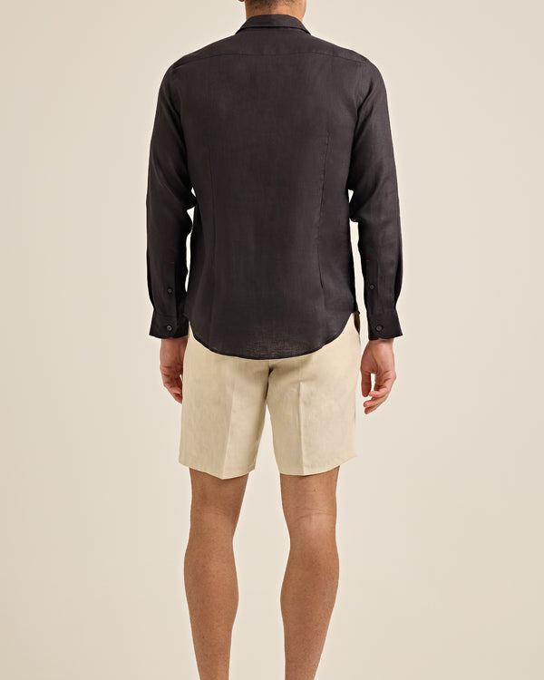 Orlebar Brown Orlebar Brown | Men's Classic Collar Tailored Fit Linen Shirt In Storm Grey – ORLEBAR BROWN