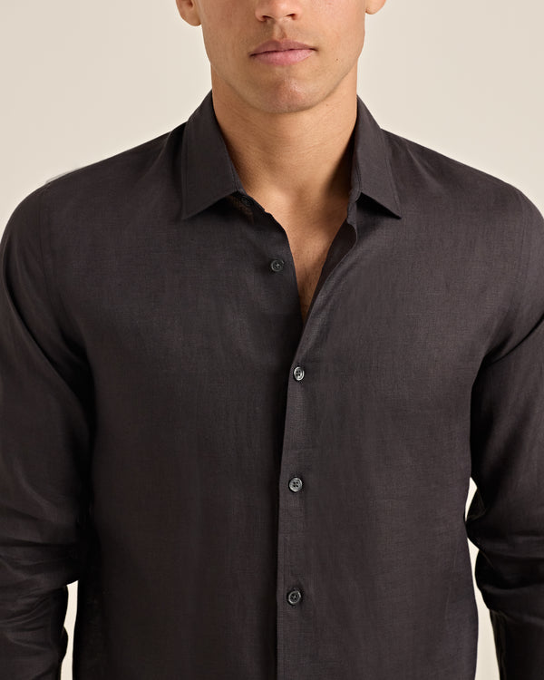 Orlebar Brown Orlebar Brown | Men's Classic Collar Tailored Fit Linen Shirt In Storm Grey – ORLEBAR BROWN