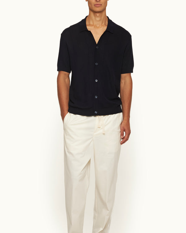 Orlebar Brown Orlebar Brown | Men's Classic Fit Capri Collar Mercerised Cotton Shirt In Night Iris Blue – ORLEBAR BROWN