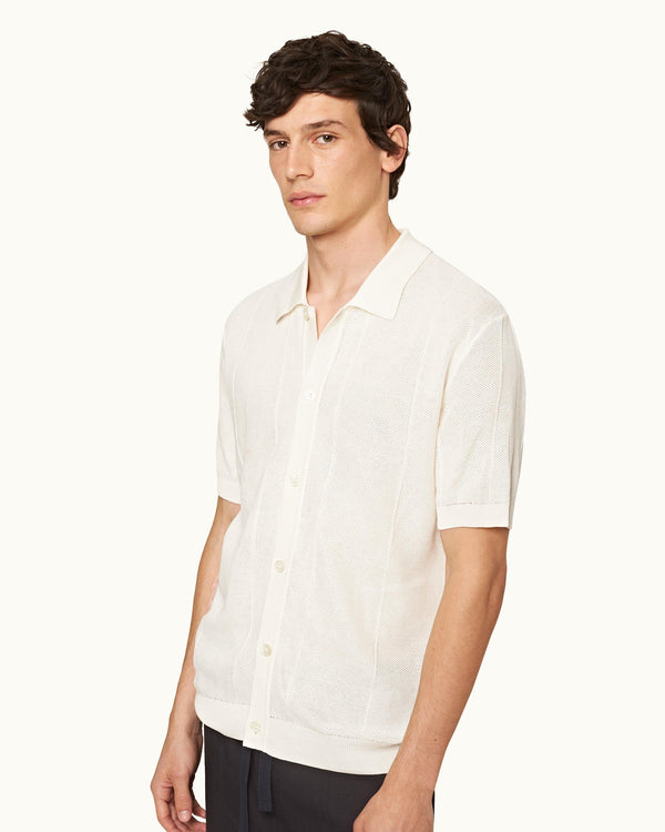 Orlebar Brown Orlebar Brown | Men's Classic Fit Capri Collar Mercerised Cotton Shirt In White – ORLEBAR BROWN