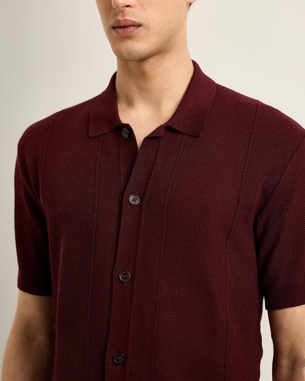 Orlebar Brown Orlebar Brown | Men's Classic Fit Capri Collar Pique Knit Shirt In Damson – ORLEBAR BROWN