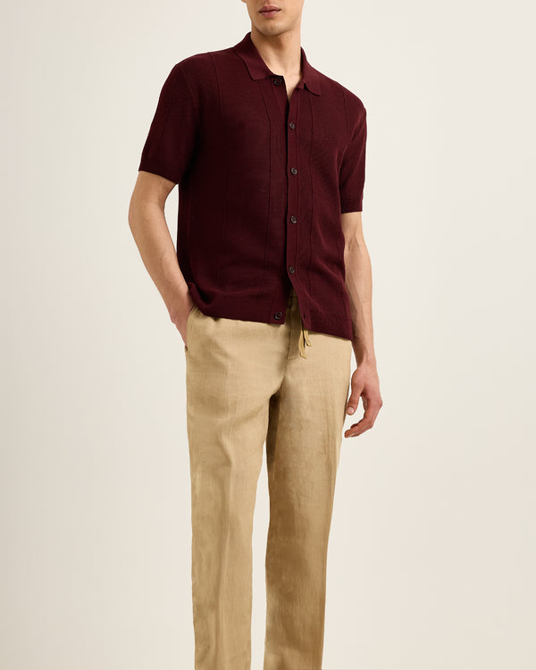 Orlebar Brown Orlebar Brown | Men's Classic Fit Capri Collar Pique Knit Shirt In Damson – ORLEBAR BROWN