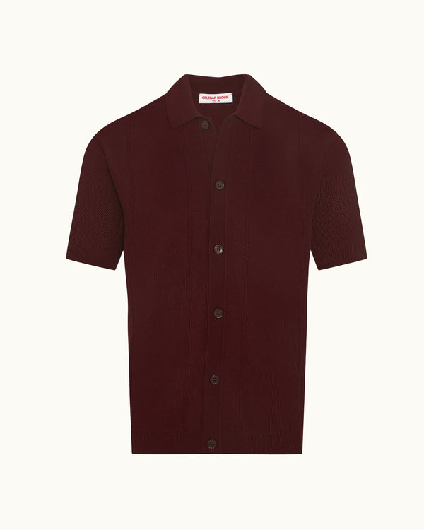 orlebar brown Orlebar Brown | Men's Classic Fit Capri Collar Pique Knit Shirt in Damson – ORLEBAR BROWN