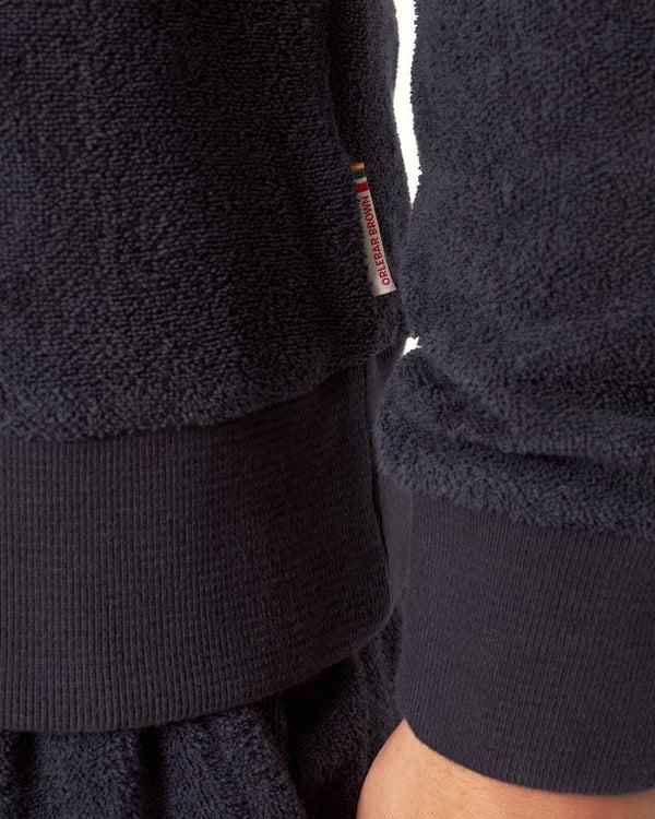 Orlebar Brown Orlebar Brown | Men's Classic Fit Half-Zip Funnel Neck Towelling Pique Sweatshirt In Dark Navy – ORLEBAR BROWN