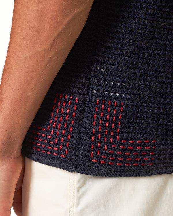 Orlebar Brown Orlebar Brown | Men's Classic Fit Organic Cotton Crochet Polo Shirt In Night Iris Blue – ORLEBAR BROWN