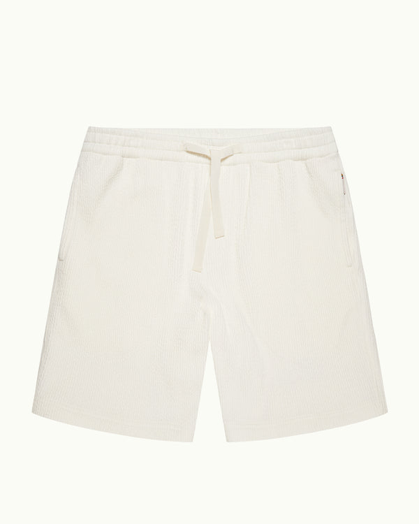 orlebar brown Orlebar Brown | Men's Classic Fit Seersucker Sweat Drawcord Shorts in White Sand – ORLEBAR BROWN