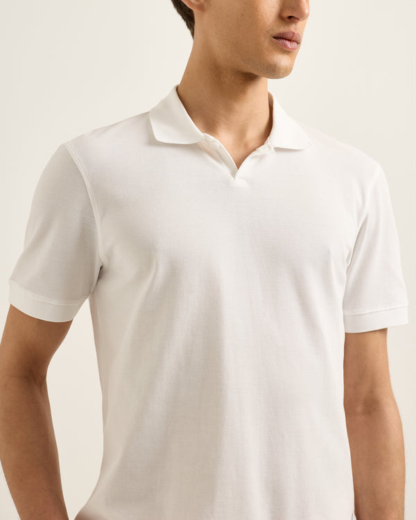 Orlebar Brown Orlebar Brown | Men's Classic Fit Short Sleeve Pique Stitch Polo In White – ORLEBAR BROWN