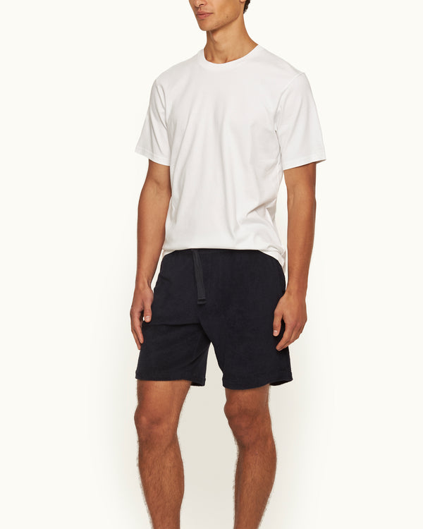 Orlebar Brown Orlebar Brown | Men's Classic Fit Towelling Pique Drawcord Sweat Shorts In Dark Navy – ORLEBAR BROWN