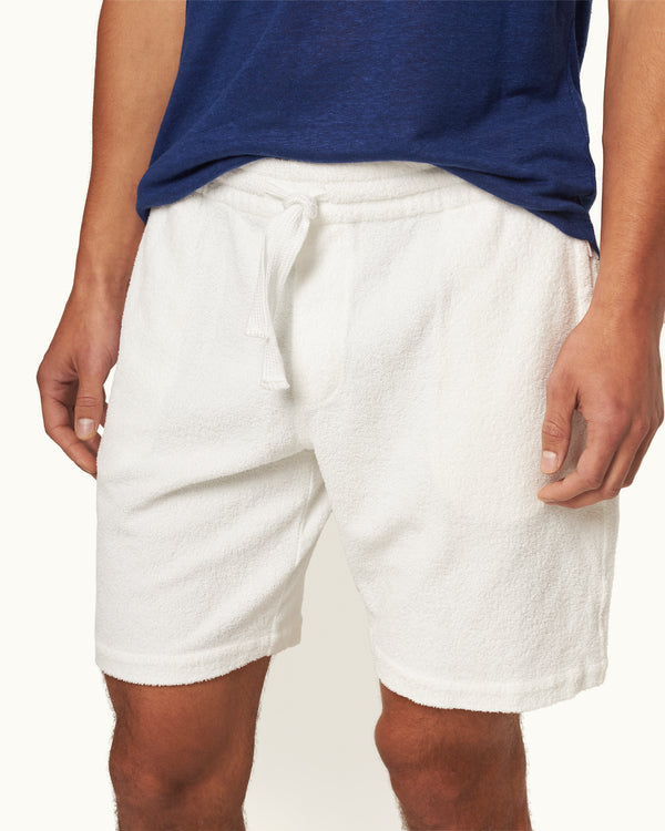 Orlebar Brown Orlebar Brown | Men's Classic Fit Towelling Pique Sweat Drawcord Shorts In Sea Mist White – ORLEBAR BROWN