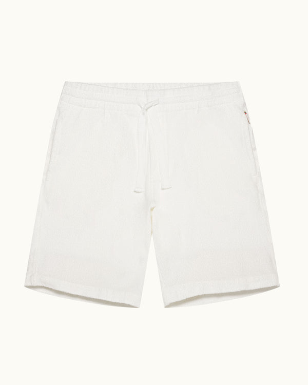 orlebar brown Orlebar Brown | Men's Classic Fit Towelling Pique Sweat Drawcord Shorts in Sea Mist White – ORLEBAR BROWN