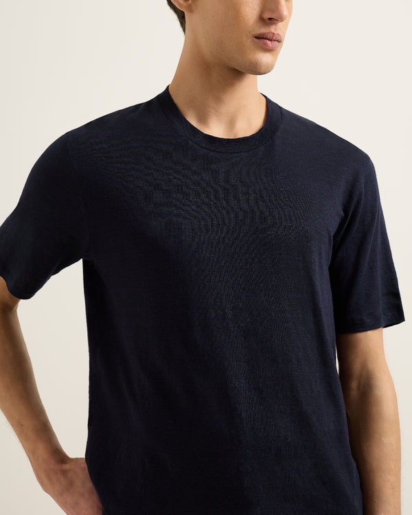 Orlebar Brown Orlebar Brown | Men's Easy Fit Stretch Linen T-Shirt In Night Iris Blue – ORLEBAR BROWN