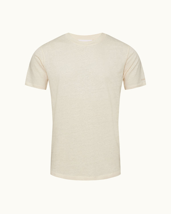 orlebar brown Orlebar Brown | Men's Easy Fit Stretch Linen T-Shirt in Latte Cream – ORLEBAR BROWN