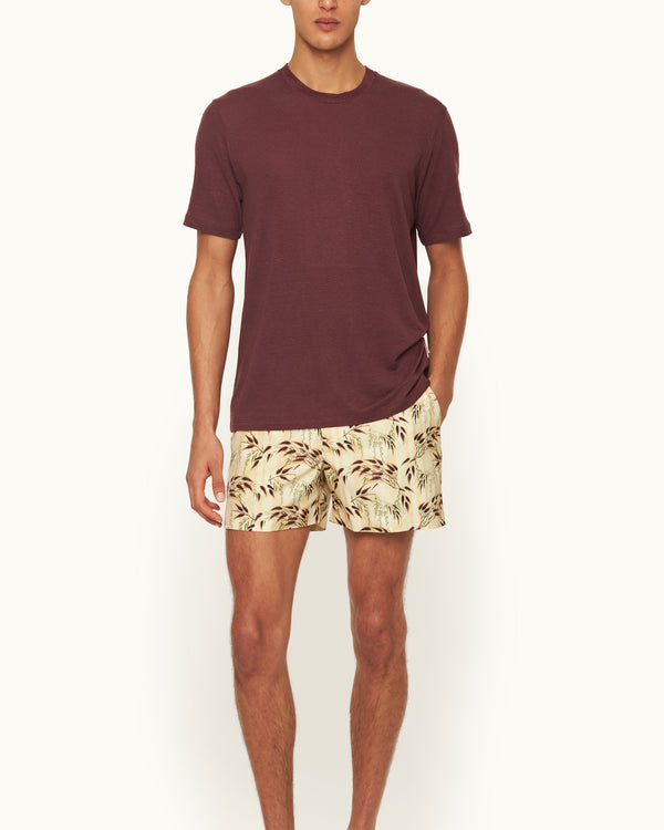 Orlebar Brown Orlebar Brown | Men's Easy Fit Stretch Linen T-Shirt In Damson Red – ORLEBAR BROWN