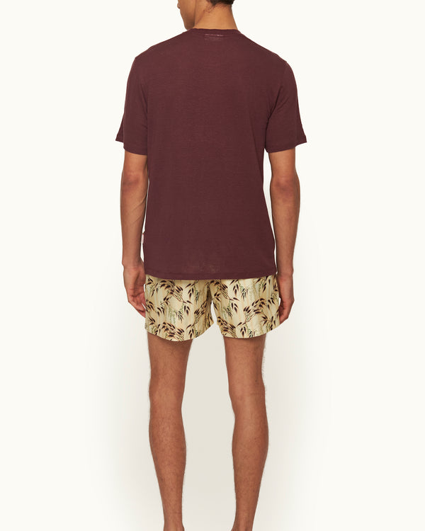 Orlebar Brown Orlebar Brown | Men's Easy Fit Stretch Linen T-Shirt In Damson Red – ORLEBAR BROWN