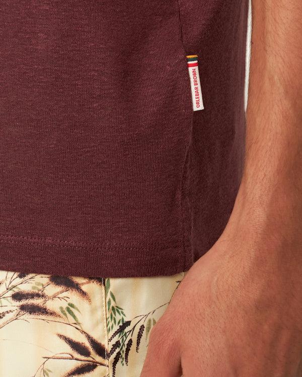 Orlebar Brown Orlebar Brown | Men's Easy Fit Stretch Linen T-Shirt In Damson Red – ORLEBAR BROWN