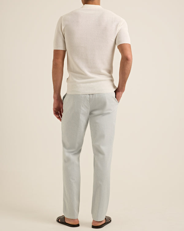 Orlebar Brown Orlebar Brown | Men's Easy Tailored Fit Italian Seersucker Trousers In Wave Blue/White Sand Stripe – ORLEBAR BROWN