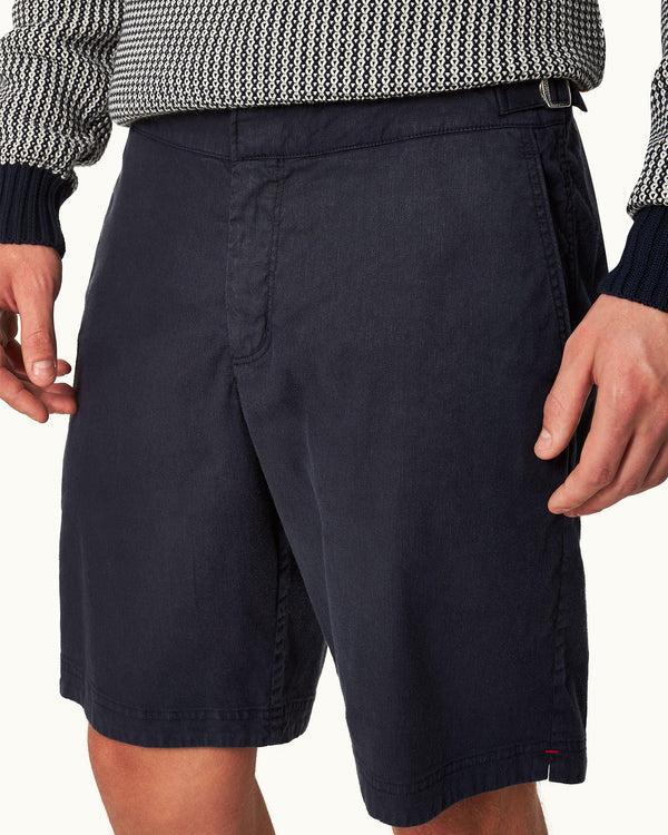 Orlebar Brown Orlebar Brown | Men's Longer-Length Garment Dye Linen-Blend Shorts In Night Iris Blue – ORLEBAR BROWN
