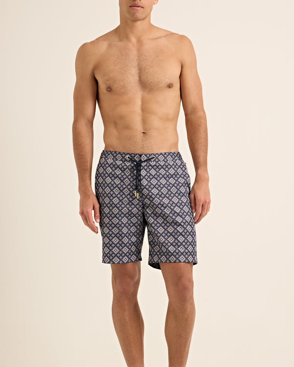 Orlebar Brown Orlebar Brown | Men's Longest-Length Paisley Season Print Drawcord Swim Shorts In Night Iris Blue – ORLEBAR BROWN