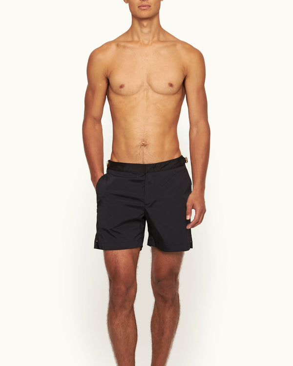 Orlebar Brown Orlebar Brown | Men's Mid-Length Auric Laser Swim Shorts In Black | 007 Gold Collection – ORLEBAR BROWN