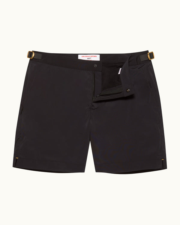 orlebar brown Orlebar Brown | Men's Mid-Length Auric Laser Swim Shorts in Black | 007 Gold Collection – ORLEBAR BROWN