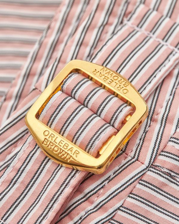 Orlebar Brown Orlebar Brown | Men's Mid-Length Classic Textured Stripe Swim Shorts In Desert Pink – ORLEBAR BROWN