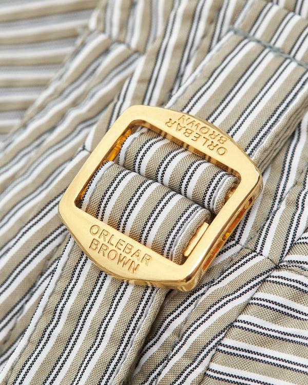 Orlebar Brown Orlebar Brown | Men's Mid-Length Classic Textured Stripe Swim Shorts In Khaki Green – ORLEBAR BROWN