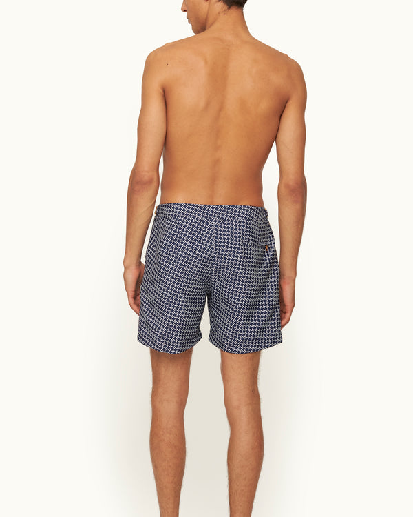 Orlebar Brown Orlebar Brown | Men's Mid-Length Geo Jacquard Swim Shorts In Night Iris Blue – ORLEBAR BROWN