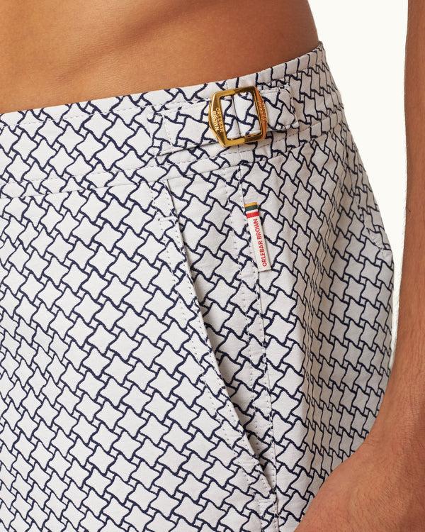 Orlebar Brown Orlebar Brown | Men's Mid-Length Geo Jacquard Swim Shorts In White – ORLEBAR BROWN