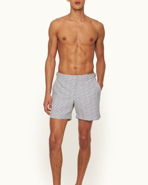 Orlebar Brown Orlebar Brown | Men's Mid-Length Geo Jacquard Swim Shorts In White – ORLEBAR BROWN