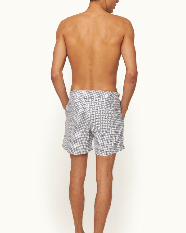 Orlebar Brown Orlebar Brown | Men's Mid-Length Geo Jacquard Swim Shorts In White – ORLEBAR BROWN