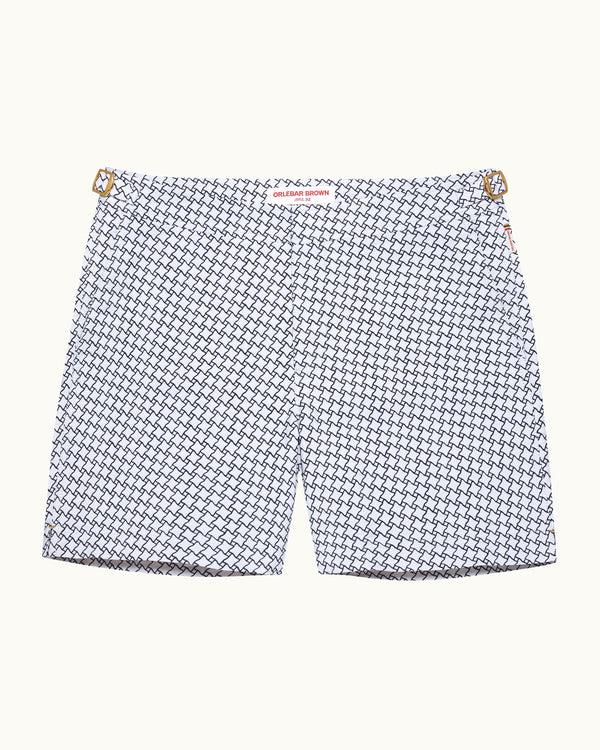 orlebar brown Orlebar Brown | Men's Mid-Length Geo Jacquard Swim Shorts in White – ORLEBAR BROWN