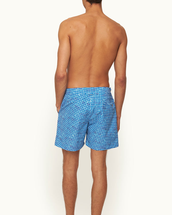 Orlebar Brown Orlebar Brown | Men's Mid-Length Geo Print Swim Shorts In Catalina Blue – ORLEBAR BROWN