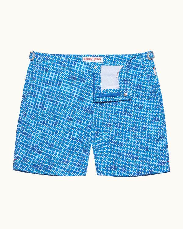 orlebar brown Orlebar Brown | Men's Mid-Length Geo Print Swim Shorts in Catalina Blue – ORLEBAR BROWN