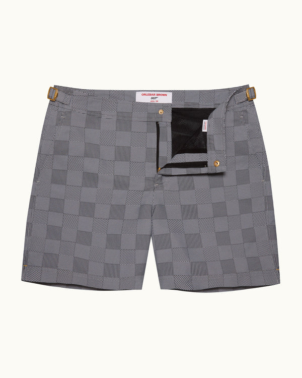 orlebar brown Orlebar Brown | Men's Mid-Length Glen Check Swim Shorts in Black | 007 Gold Collection – ORLEBAR BROWN