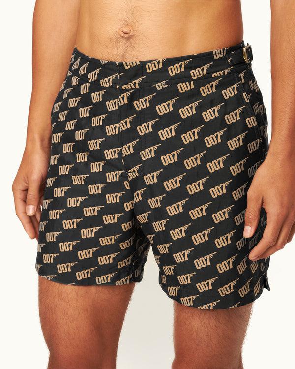 Orlebar Brown Orlebar Brown | Men's Mid-Length Jacquard Gold '007' Swim Shorts In Black | 007 Gold Collection – ORLEBAR BROWN