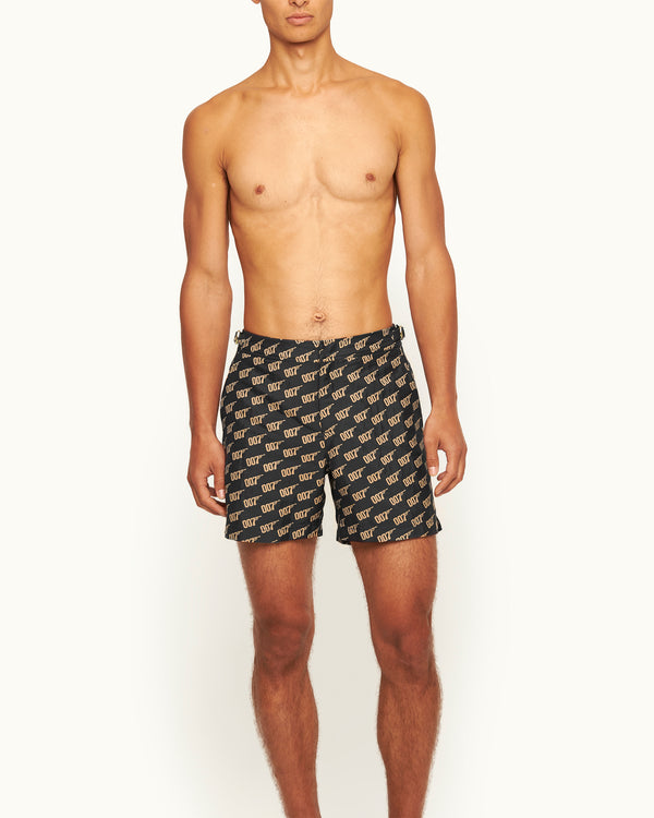 Orlebar Brown Orlebar Brown | Men's Mid-Length Jacquard Gold '007' Swim Shorts In Black | 007 Gold Collection – ORLEBAR BROWN