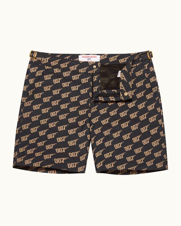 orlebar brown Orlebar Brown | Men's Mid-Length Jacquard Gold '007' Swim Shorts in Black | 007 Gold Collection – ORLEBAR BROWN