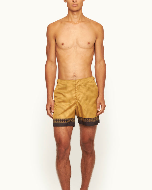 Orlebar Brown Orlebar Brown | Men's Mid-Length Jacquard Gold Bullion '007' Swim Shorts In Gold | 007 Gold Collection – ORLEBAR BROWN
