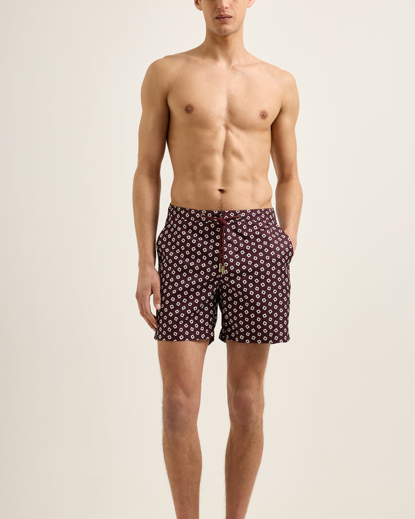 Orlebar Brown Orlebar Brown | Men's Mid-Length Lumina Print Drawcord Swim Shorts In Damson/Latte – ORLEBAR BROWN