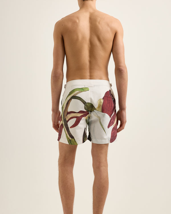 Orlebar Brown Orlebar Brown | Men's Mid-Length Orchis Print Swim Shorts In White Sand/Damson – ORLEBAR BROWN