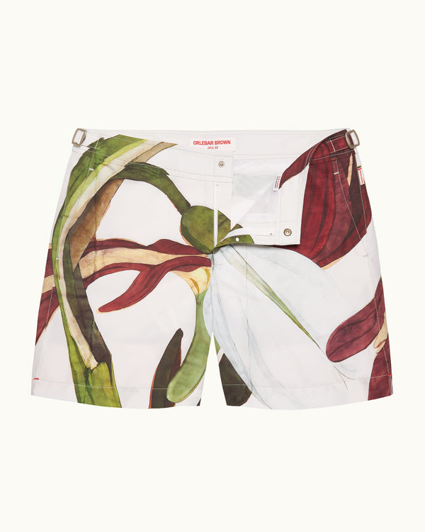 orlebar brown Orlebar Brown | Men's Mid-Length Orchis Print Swim Shorts in White Sand/Damson – ORLEBAR BROWN