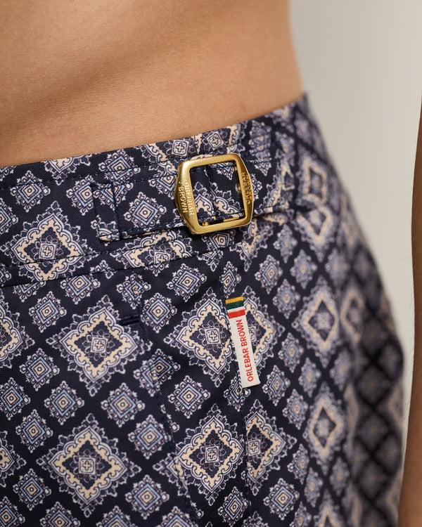 Orlebar Brown Orlebar Brown | Men's Mid-Length Paisley Season Print Swim Shorts In Night Iris – ORLEBAR BROWN