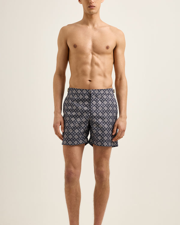 Orlebar Brown Orlebar Brown | Men's Mid-Length Paisley Season Print Swim Shorts In Night Iris – ORLEBAR BROWN