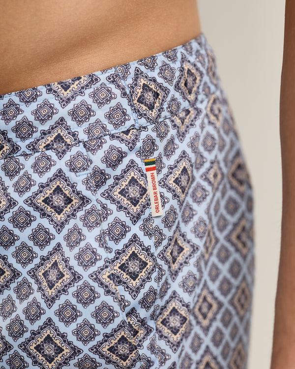 Orlebar Brown Orlebar Brown | Men's Mid-Length Paisley Season Print Drawcord Swim Shorts In Wave Blue – ORLEBAR BROWN