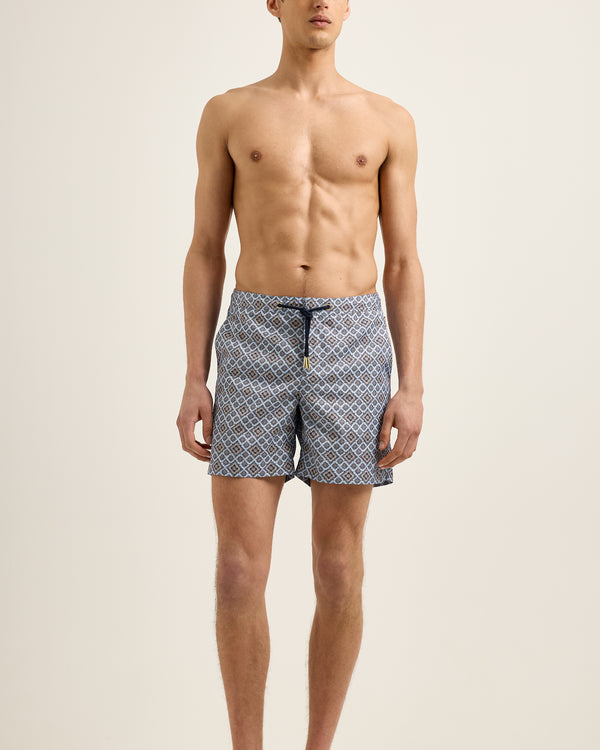 Orlebar Brown Orlebar Brown | Men's Mid-Length Paisley Season Print Drawcord Swim Shorts In Wave Blue – ORLEBAR BROWN