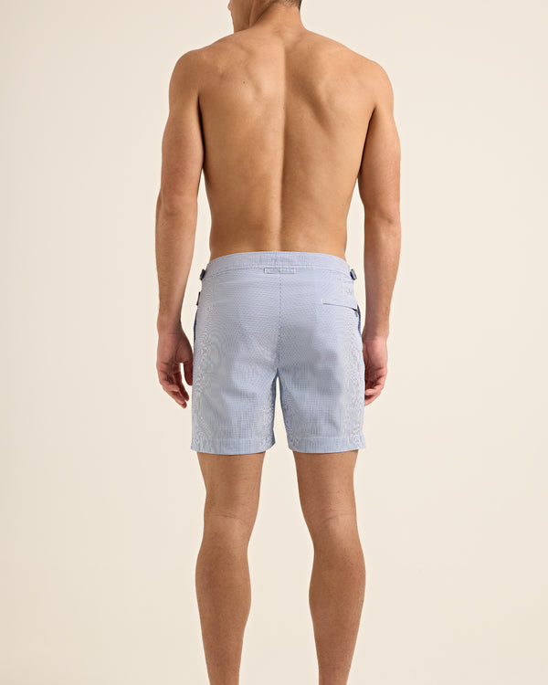 Orlebar Brown Orlebar Brown | Men's Mid-Length Seersucker Stripe Swim Shorts In Mid-Length Seersucker Stripe Swim Shorts In Catalina Blue/White Stripe – ORLEBAR BROWN
